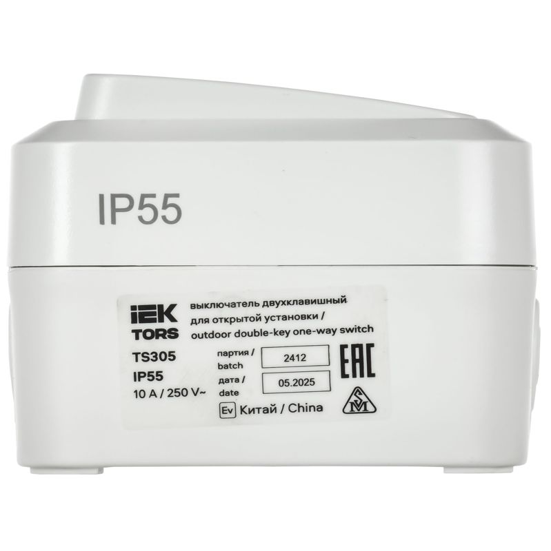 Выключатель 2-кл. ОП TORS TS305 10А IP55 бел. IEK TS-V20-0-10-55-K01