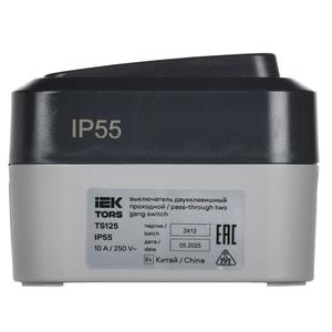 Выключатель проходной 2-кл. ОП TORS TS125 10А IP55 графит IEK TS-V22-0-10-55-K53
