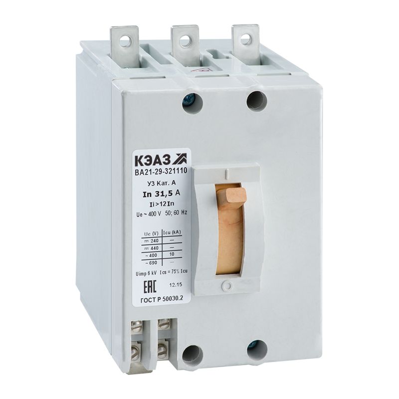 Выключатель автоматический 3п 2А 12Iн 20кА ВА21-29В-321110 У3 690В AC КЭАЗ 102895