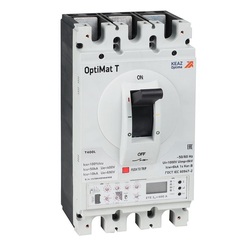 Выключатель автоматический 4п 630А OptiMat T630L-RCA ETE с блоком защиты от токов утечки КЭАЗ 357001