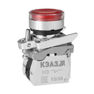 Кнопка КМЕ4611мЛС-24В-красный-1но+1нз-цилиндр-индикатор-IP65 КЭАЗ 291154