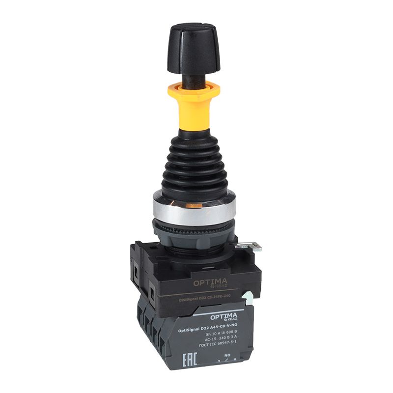Джойстик OptiSignal D22 C5-J4FB-240 пластик. 4 положения 4НО с фиксацией с блокировкой КЭАЗ 380113
