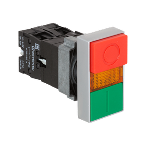 Кнопка двойная с подсветкой 220V, выступающий толкатель