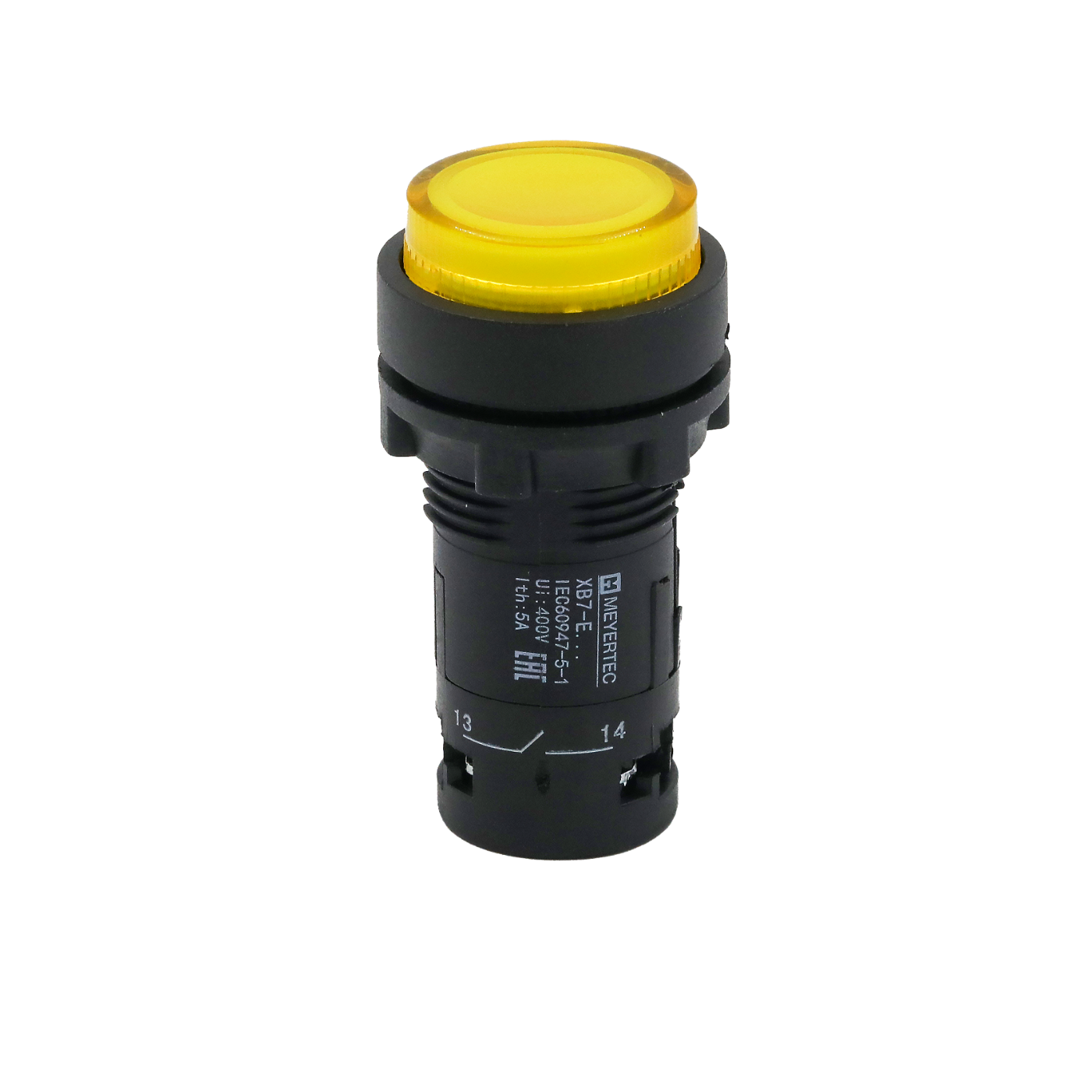 Кнопка желтая выступающая с подсветкой, 1NO, 24V AC/DC, IP54, пластик