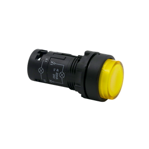 Кнопка желтая выступающая с подсветкой, 1NO, 24V AC/DC, IP54, пластик