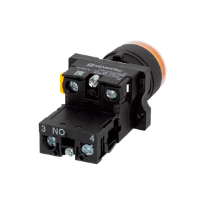 Кнопка желтая с подсветкой, 1NO, 220V AC/DC, IP54, пластик