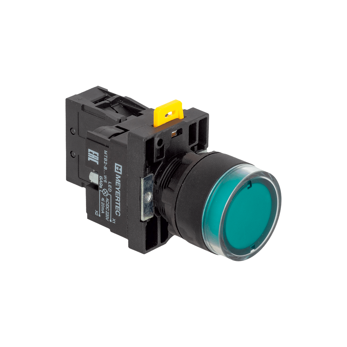 Кнопка зеленая с подсветкой, 1NO, 220V AC/DC, IP54, пластик