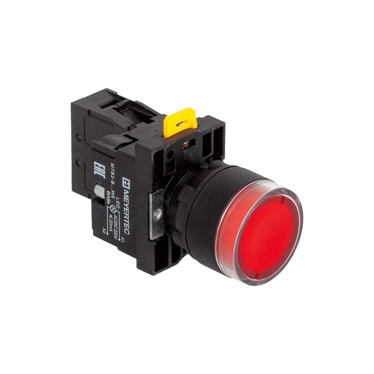 Кнопка красная с подсветкой, 1NС, 220V AC/DC, IP54, пластик