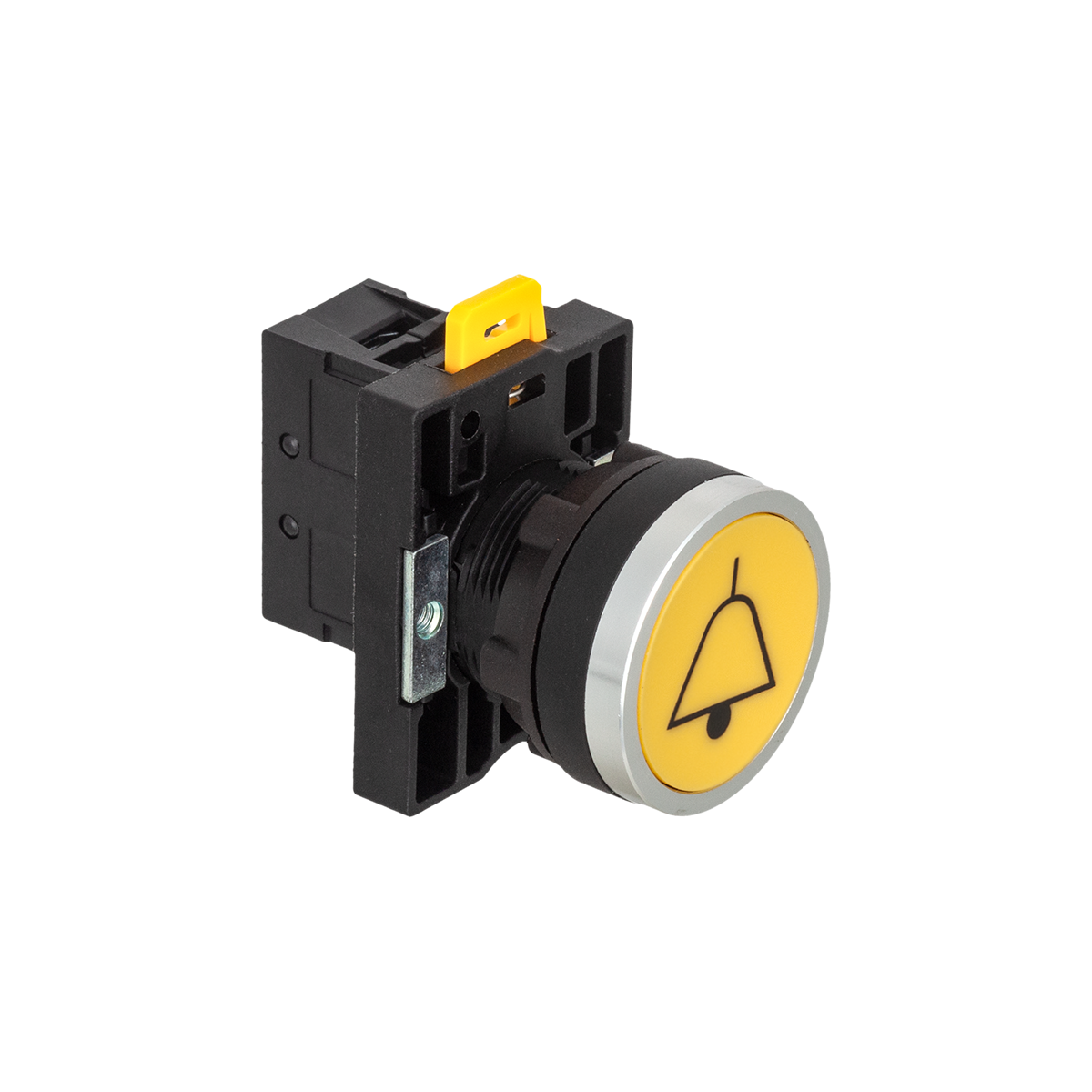 Кнопка плоская желтая, маркировка "ЗВОНОК", 1NO, IP54, пластик
