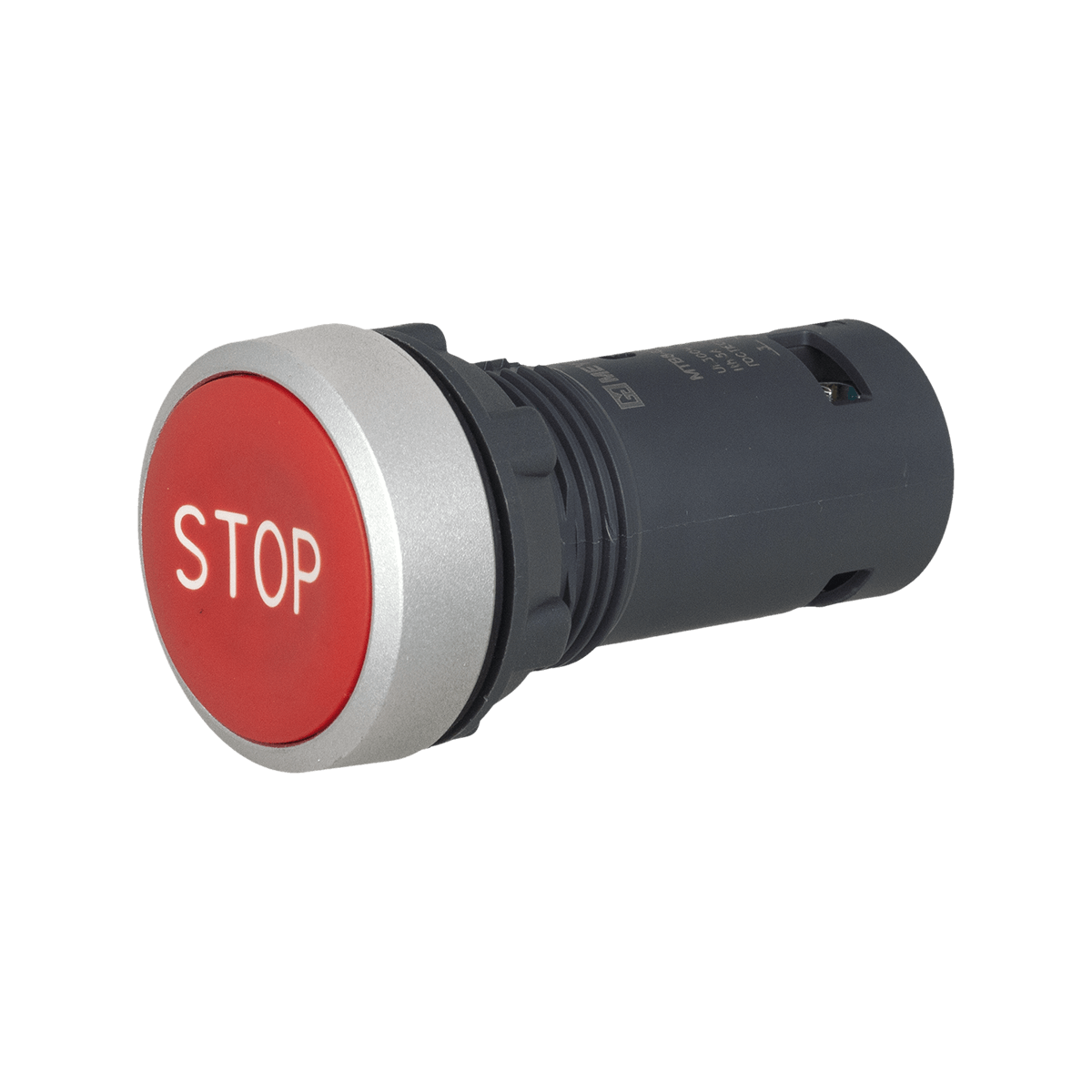 Кнопка плоская красная, маркировка "STOP", 1NO+1NC, IP54, пластик