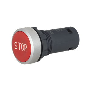 Кнопка плоская красная, маркировка "STOP", 1NO+1NC, IP54, пластик