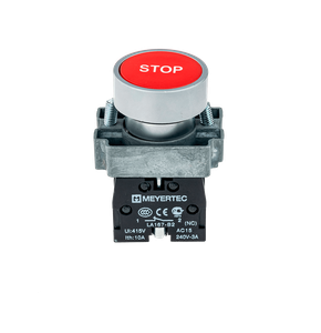 Кнопка плоская, маркировка "stop", 1NC, металл