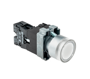 Кнопка с подсветкой белая 220V 1NO