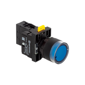Кнопка синяя с подсветкой, 1NO, 220V AC/DC, IP54, пластик