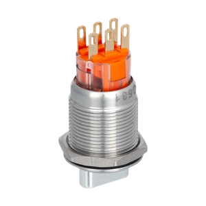 Переключатель в 3 положения с возвратом, короткая ручка, 2NO+2NC, IP67, нержавеющая сталь