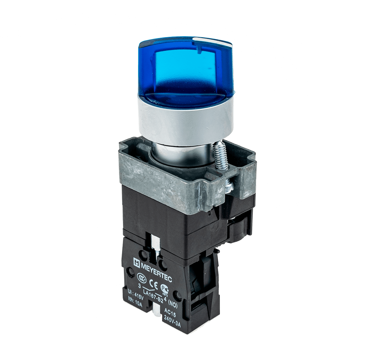 Переключатель с подсветкой, с фиксацией, 220V AC/DC, синий, 2 положения, 1NO