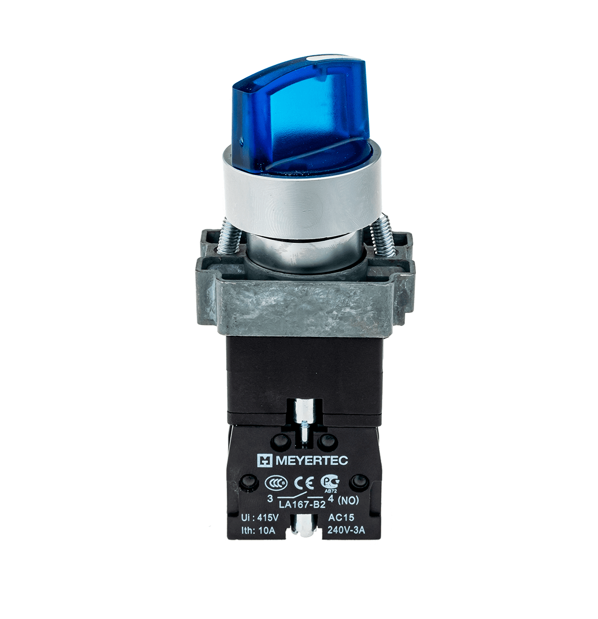 Переключатель с подсветкой, с фиксацией, 220V AC/DC, синий, 2 положения, 1NO