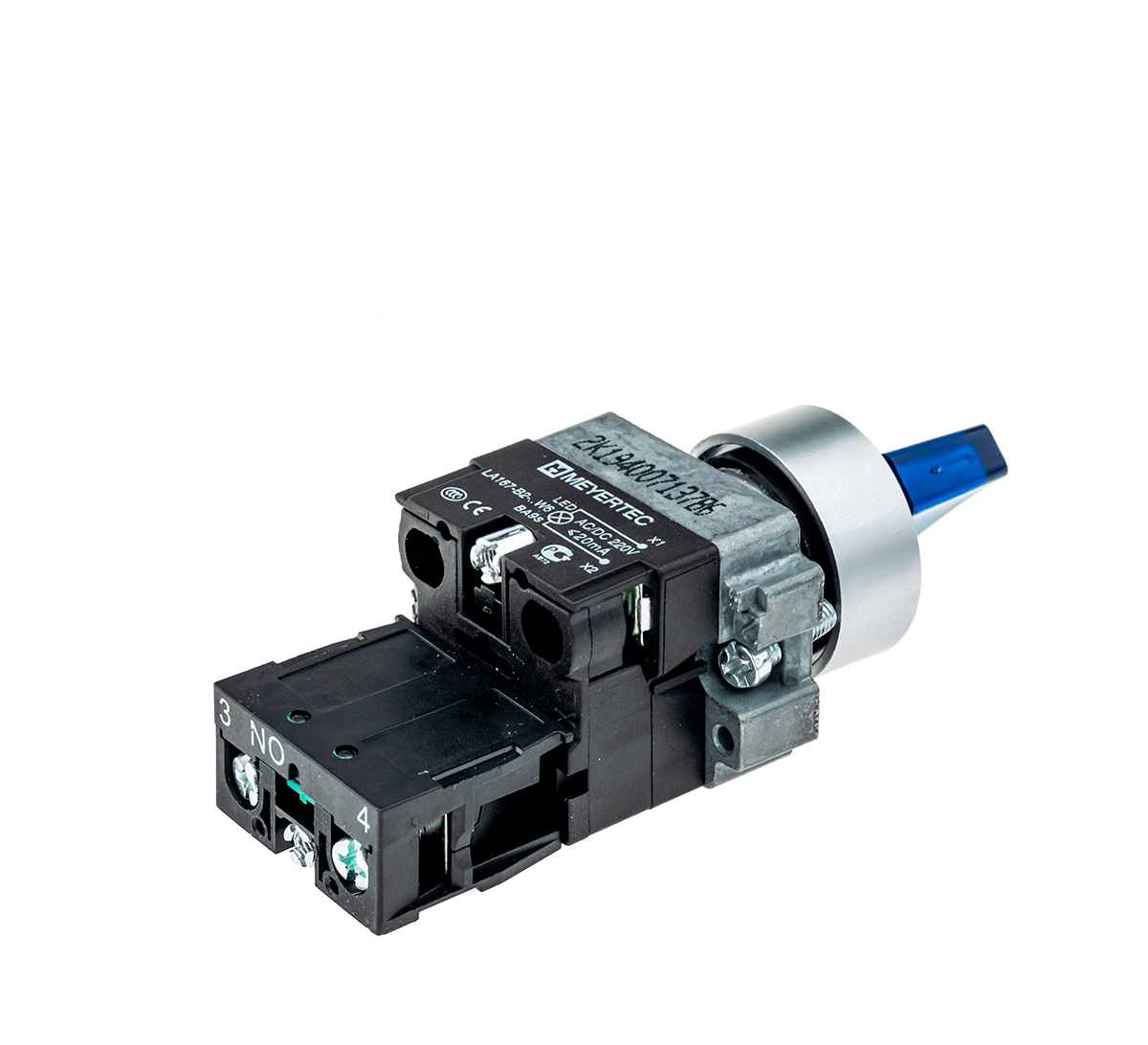Переключатель с подсветкой, с фиксацией, 220V AC/DC, синий, 2 положения, 1NO