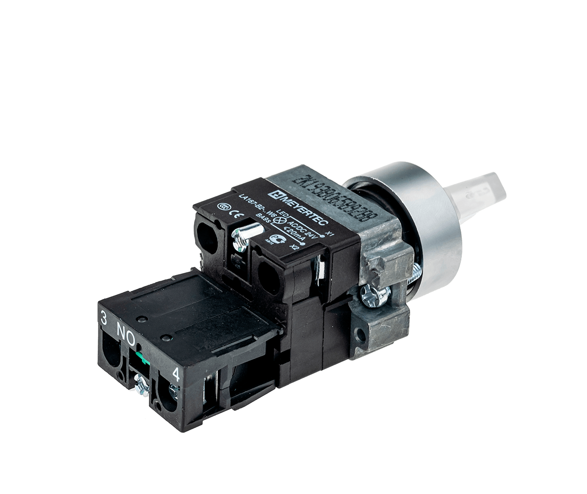 Переключатель с подсветкой, с фиксацией, 24V AC/DC, белый, 3 положения, 1NO