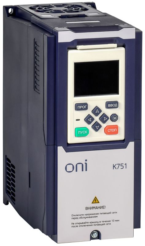 Преобразователь частоты K751 380В 3ф 0.75кВт 2.5А со встроен. тормозом ONI K751-33-075HTM