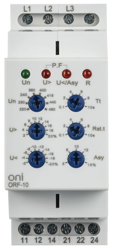 Реле фаз ORF-10 3ф 2 конт. 220-460В AC ONI ORF-10-220-460VAC
