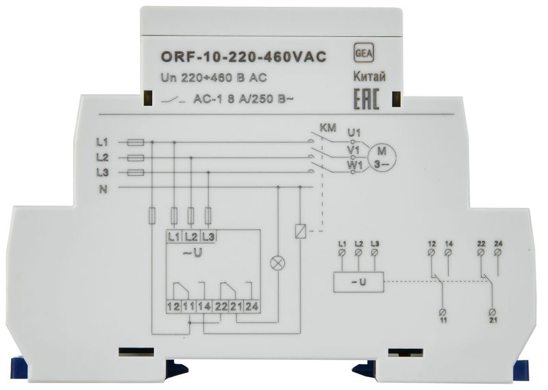 Реле фаз ORF-10 3ф 2 конт. 220-460В AC ONI ORF-10-220-460VAC
