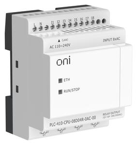 Модуль ЦПУ ПЛК 410 8 DI 4 RO 220В AC с Ethernet портом без экрана ONI PLC-410-CPU-08D04R-0AC-00