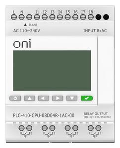 Модуль ЦПУ ПЛК 410 8 DI 4 RO 220В AC с Ethernet портом с экраном ONI PLC-410-CPU-08D04R-1AC-00