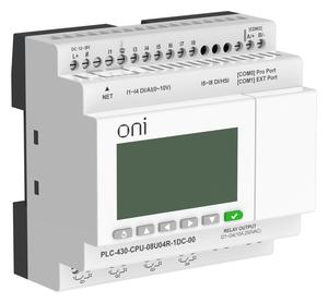 Модуль ЦПУ ПЛК 430 4 DI 4 UI (0-10В/DI) 4 RO 24В DC с Ethernet портом с экраном ONI PLC-430-CPU-08U04R-1DC-00