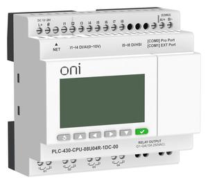 Модуль ЦПУ ПЛК 430 4 DI 4 UI (0-10В/DI) 4 RO 24В DC с Ethernet портом с экраном ONI PLC-430-CPU-08U04R-1DC-00