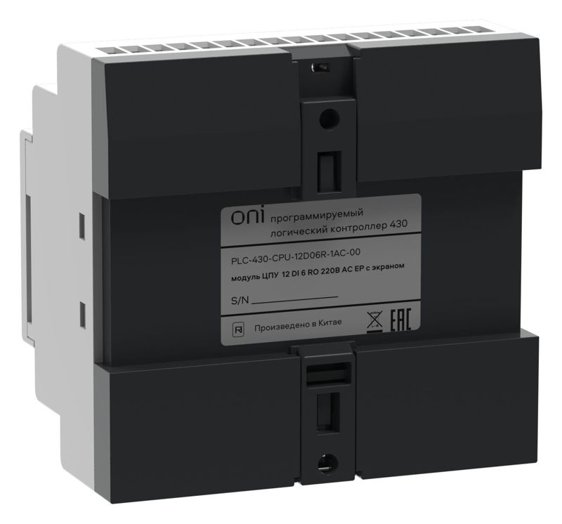 Модуль ЦПУ ПЛК 430 12 DI 6 RO 220В AC с Ethernet портом с экраном ONI PLC-430-CPU-12D06R-1AC-00