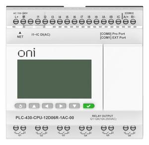 Модуль ЦПУ ПЛК 430 12 DI 6 RO 220В AC с Ethernet портом с экраном ONI PLC-430-CPU-12D06R-1AC-00