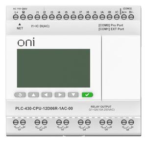 Модуль ЦПУ ПЛК 430 12 DI 6 RO 220В AC с Ethernet портом с экраном ONI PLC-430-CPU-12D06R-1AC-00