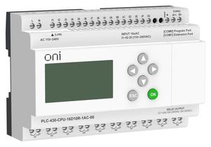 Модуль ЦПУ ПЛК 430 16 DI 10 RO 220В AC с Ethernet портом с экраном ONI PLC-430-CPU-16D10R-1AC-00