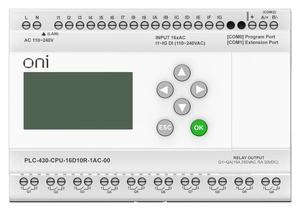 Модуль ЦПУ ПЛК 430 16 DI 10 RO 220В AC с Ethernet портом с экраном ONI PLC-430-CPU-16D10R-1AC-00