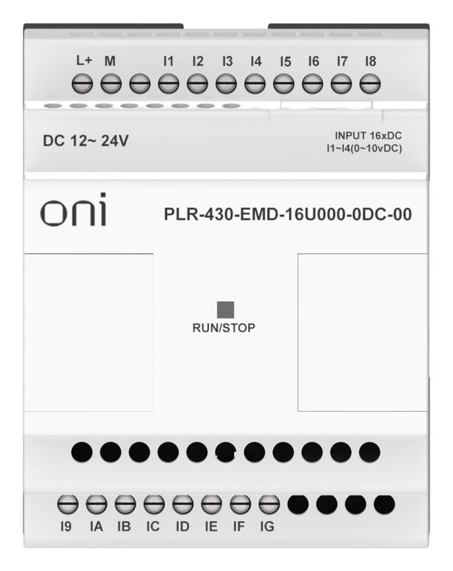 Модуль расширения входов выходов ПЛК 430 12 DI 4 UI (0-10В/DI) 24В DC ONI PLR-430-EMD-16U000-0DC-00